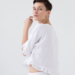 Linen top with ruffled details / Handmade by ManInTheStudio image 2