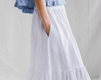 Linen ruffle Maxi skirt / MITS