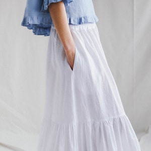 Linen ruffle Maxi skirt / MITS