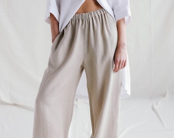 plus size white linen palazzo pants
