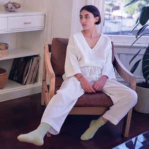 Linen homewear set, Linen loungewear, Linen pajamas women set, Two piece pajama, Linen sleep wear by the ManInTheStudio