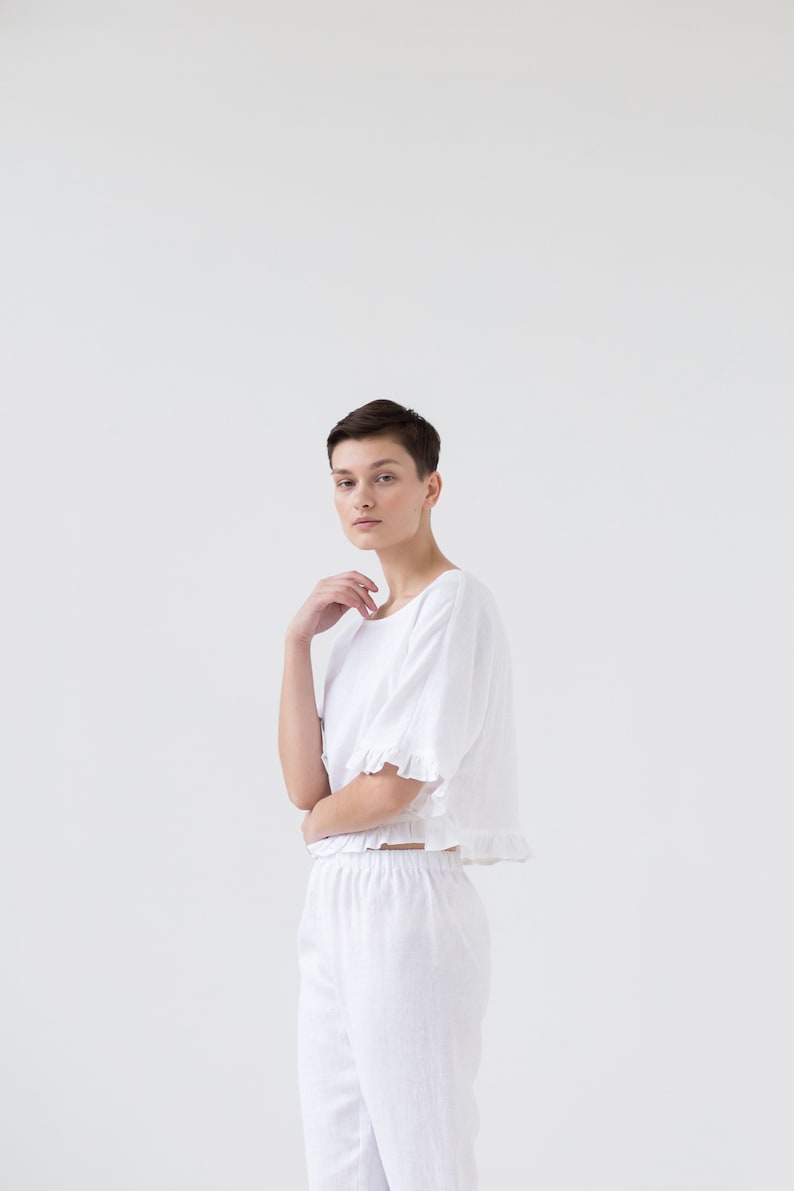 Linen top with ruffled details / Handmade by ManInTheStudio image 3