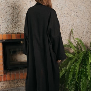 Black linen oversized coat / Long linen coat image 6