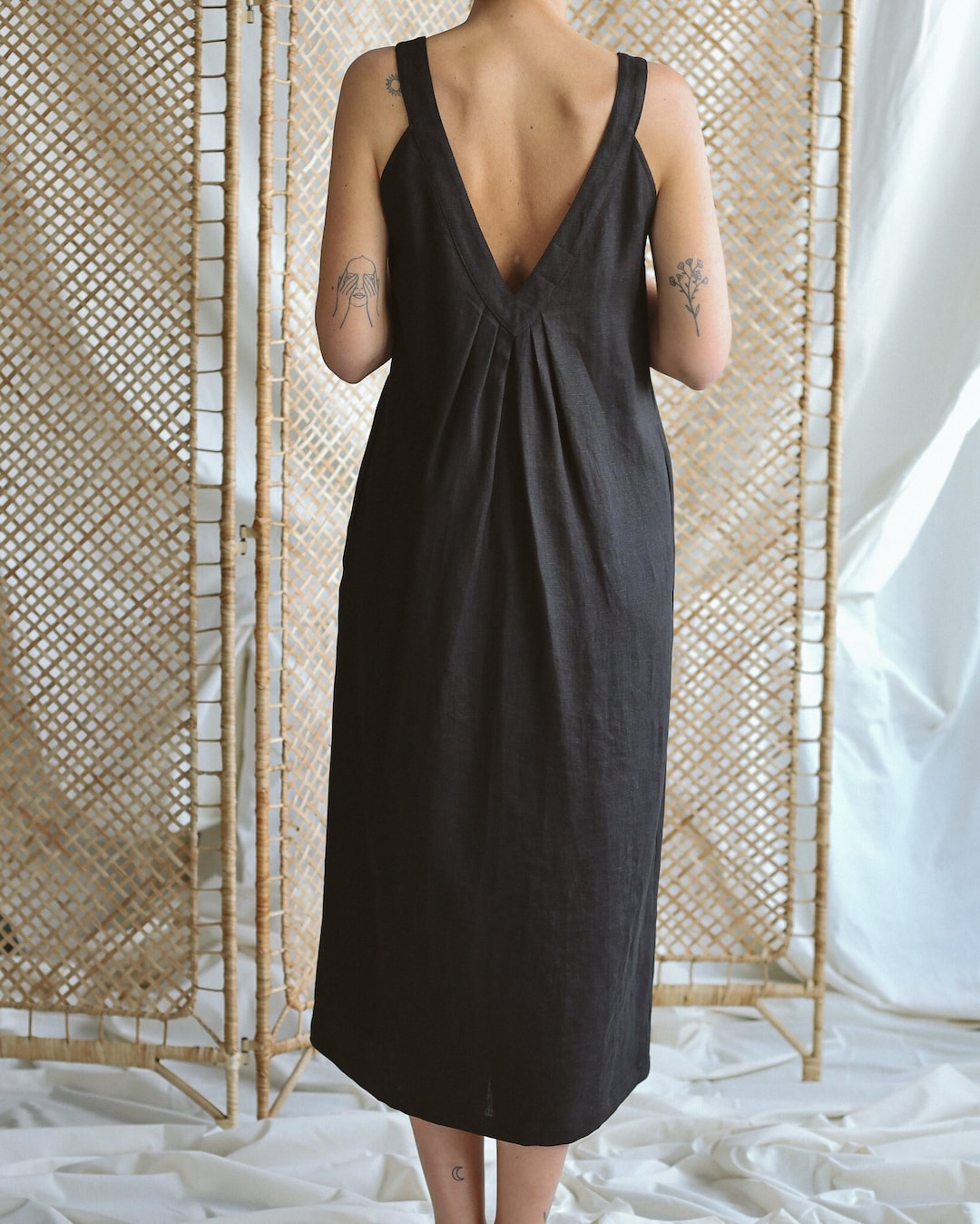 Black Deep Vneck Sleeveless Dress / Maninthestudio Etsy