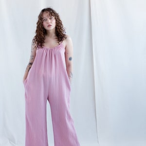 Strap double gauze cotton jumpsuit / Handmade by MITS image 4