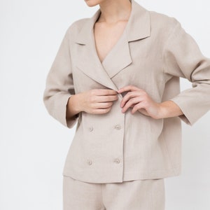 Loose double breasted linen jacket / MITS image 5