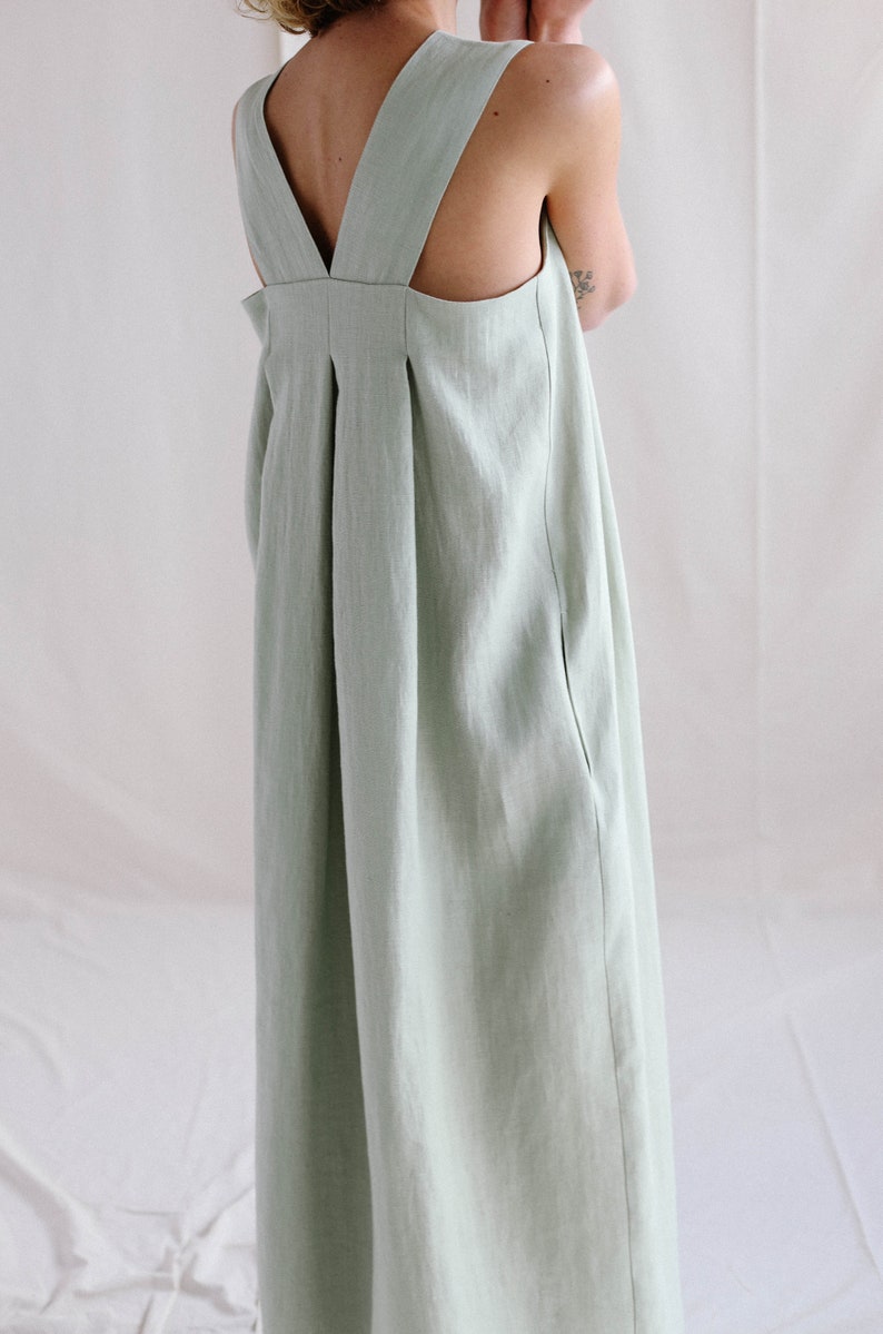 Origami linen dress / Linen loose fitting MAXI dress