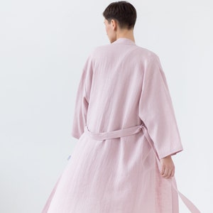 Soft linen robe / Long linen dressing gown / Linen bathrobe with pockets image 2