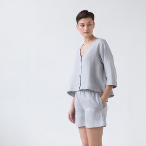 Linen relaxed fit shorts with elastic waist / MITS image 7