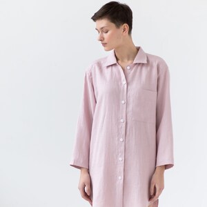 Linen shirt/Linen dress/Linen long sleeve dress/Soft linen shirt dress/Linen maternity clothing image 5