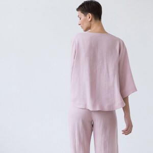 Soft linen V-neck oversized top / MITS image 8