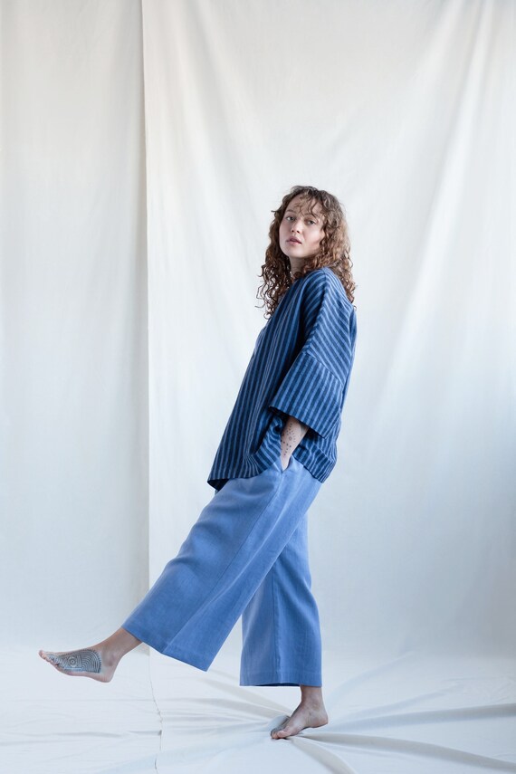 Strap Linen Wide Leg Jumpsuit / Soft 