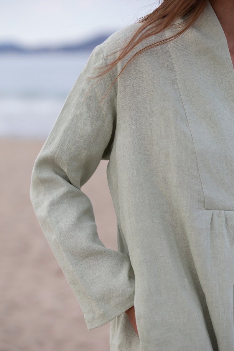 Linen Long Sleeve Kaftan Dress / Maninthestudio - Etsy