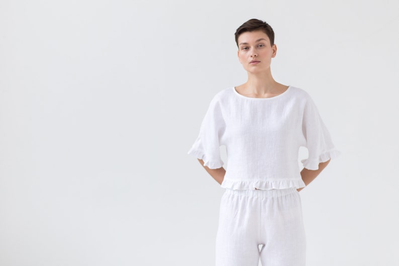 Linen top with ruffled details / Handmade by ManInTheStudio image 4