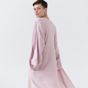 Natural linen bathrobe with pockets / Soft linen robe / Long morning linen gown image 6