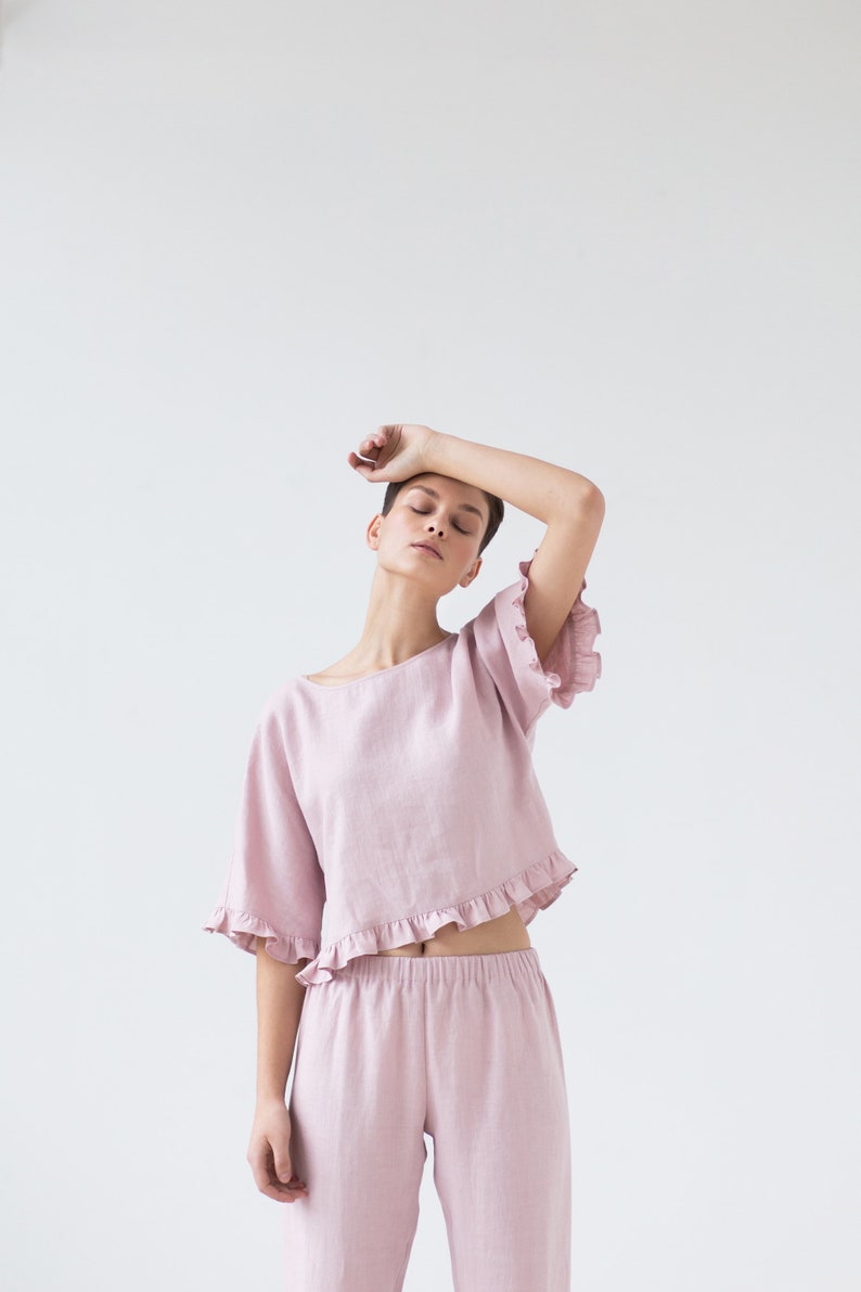 Ready to Ship/ruffled Linen Top/mits Etsy