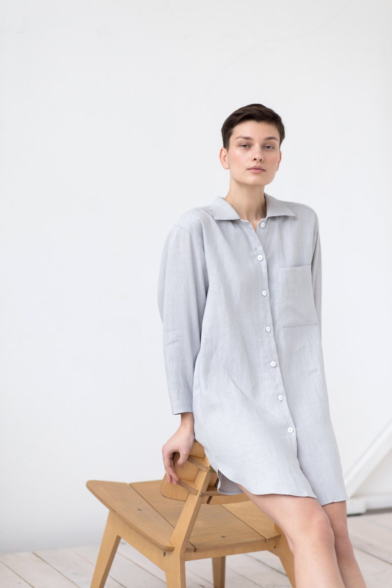 Linen shirt/Linen shirt dress/Oversized dress/Day dress/Linen Clothing image 2