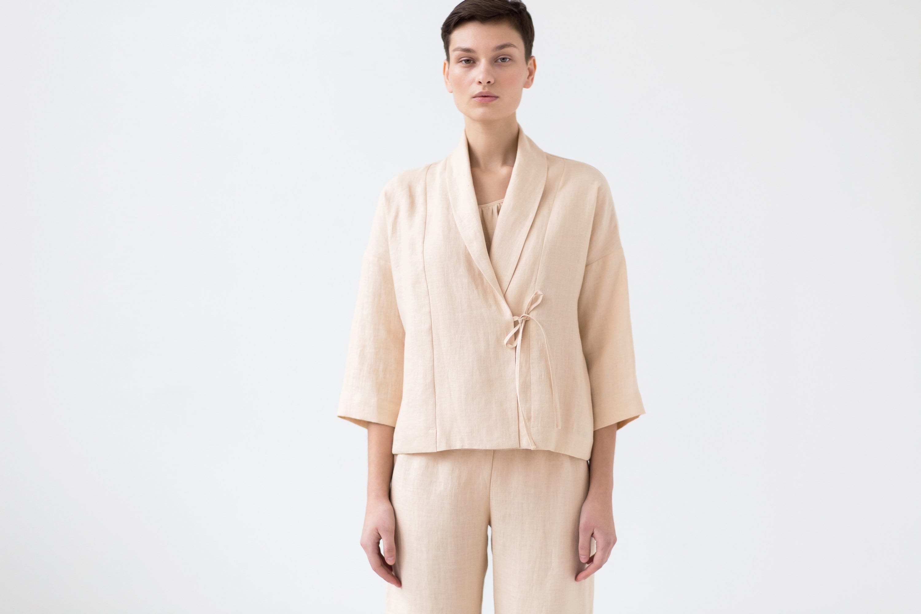 Linen Women's 3 Piece Loungewear Set Loose Double Faced - Etsy UK
