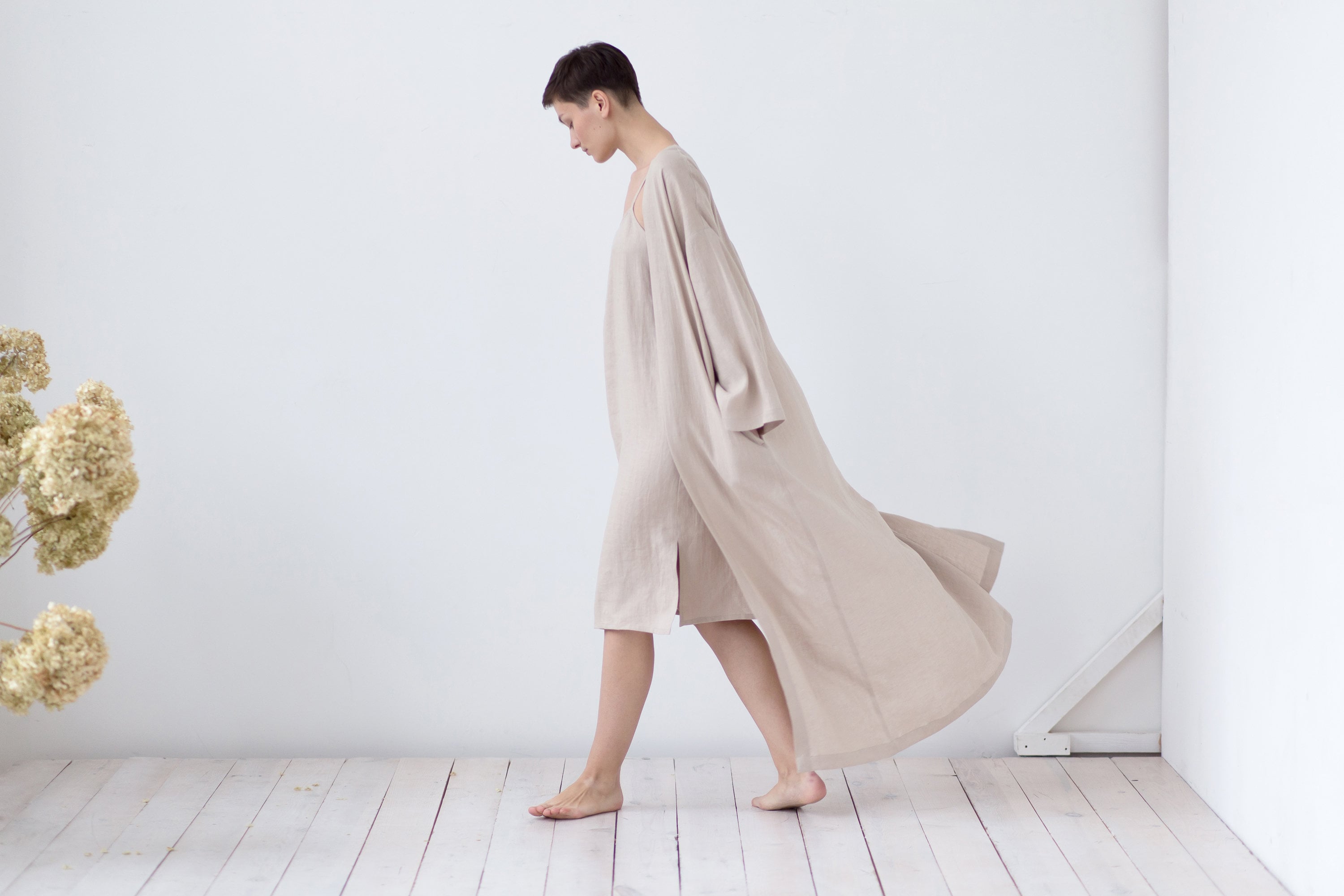 Linen bathrobe with pockets / Linen Maxi robe Etsy