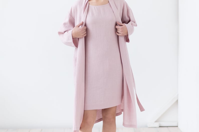 Soft linen robe / Long linen dressing gown / Linen bathrobe with pockets image 6