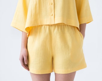 Ready to ship / Linen loose fitting summer shorts / MITS