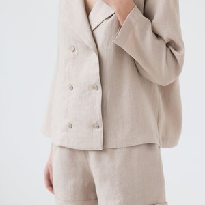 Loose double breasted linen jacket / MITS image 3