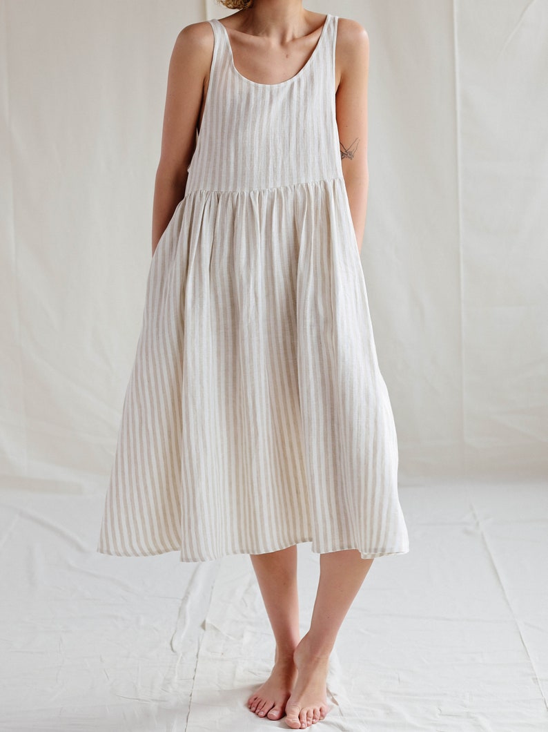 Striped linen smock dress / MITS image 3