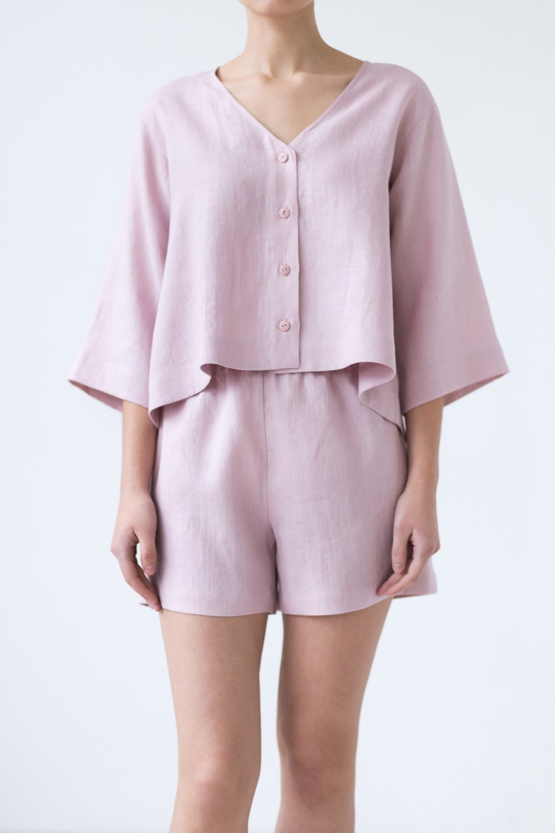 Loose linen top and relaxed fit shorts set. Womens Two piece Etsy