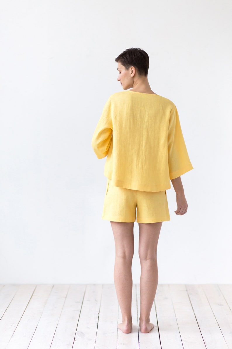 Ready to ship / Linen loose fitting summer shorts / MITS image 6