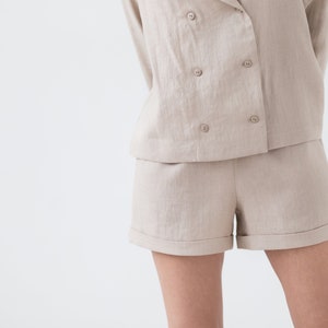 Linen high waist classic summer shorts / MITS image 2