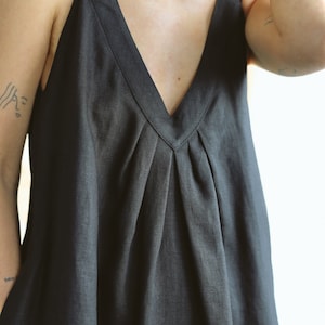 Black deep V-neck sleeveless dress / ManInTheStudio image 8