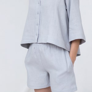 Linen relaxed fit shorts with elastic waist / MITS image 8