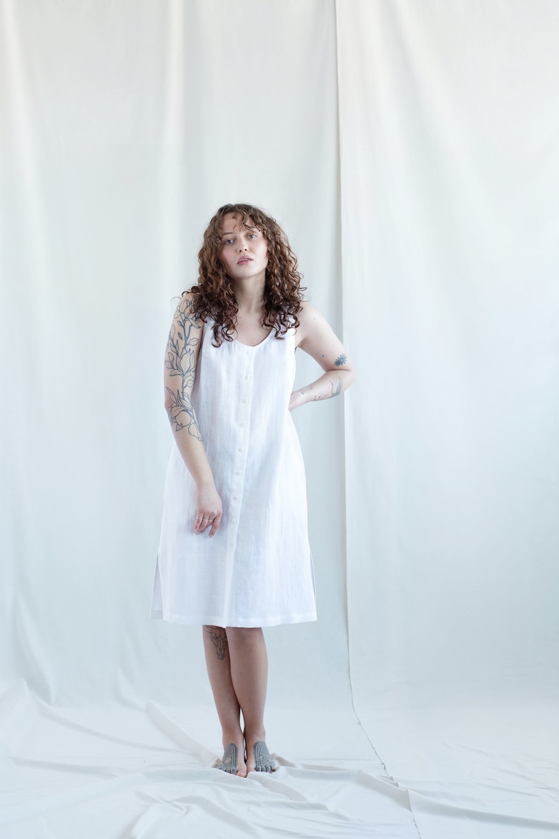 Casual sleeveless linen summer dress / MITS image 7