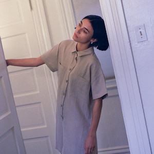 Loose Linen Short Sleeve Playsuit: Handmade Linen Romper