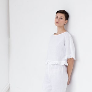 Linen top with ruffled details / Handmade by ManInTheStudio image 6