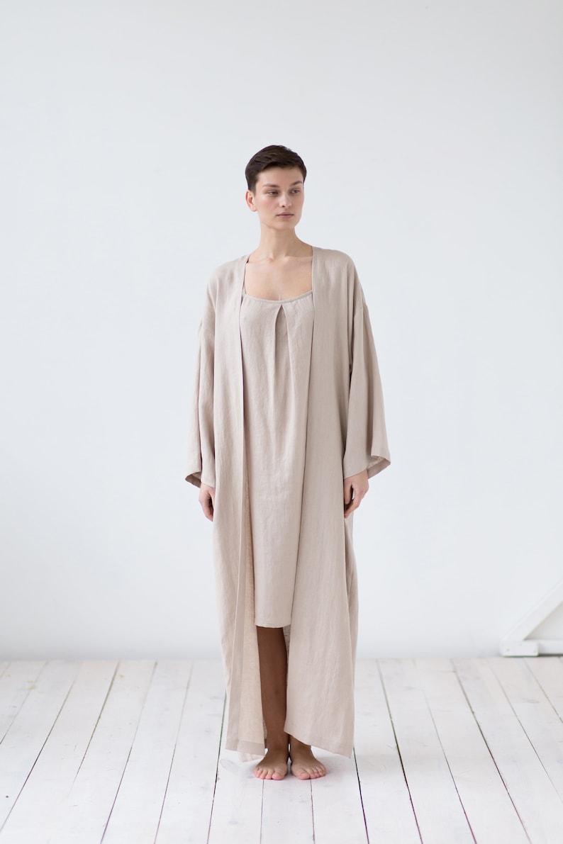 Linen Bathrobe With Pockets / Linen Maxi Robe Etsy UK