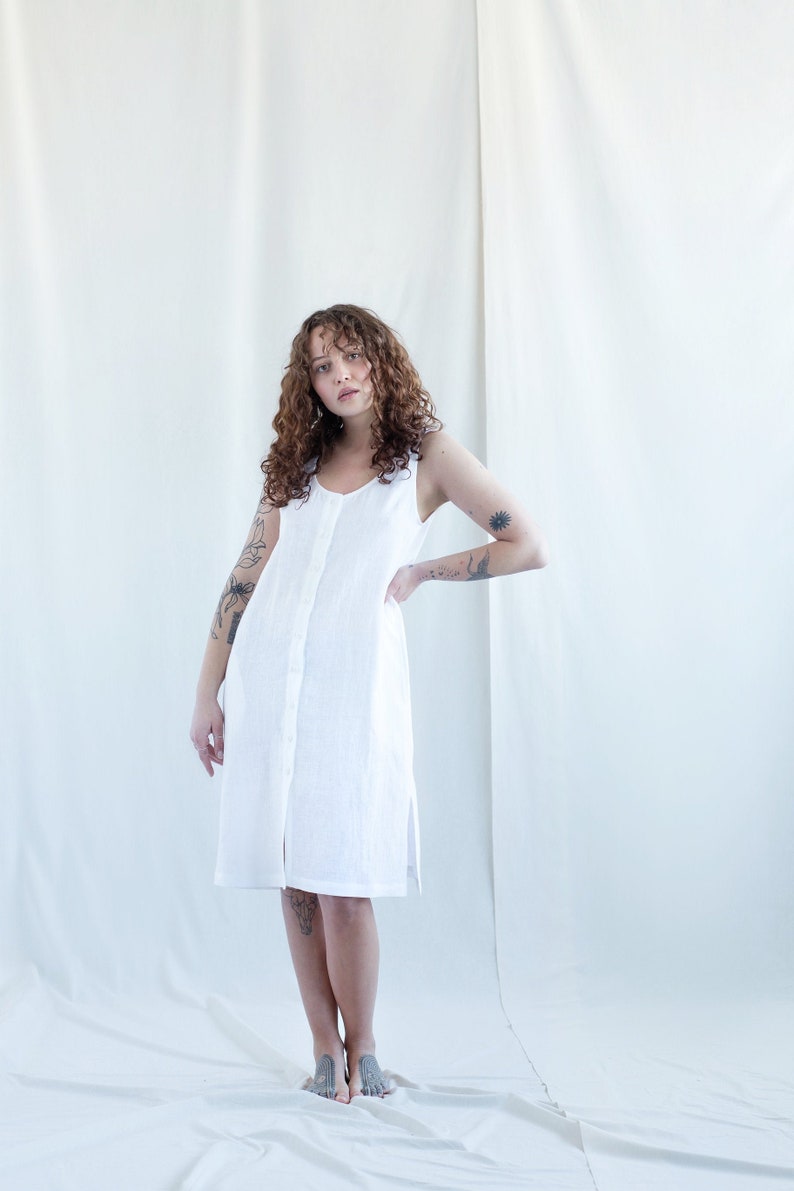 Casual sleeveless linen summer dress / MITS