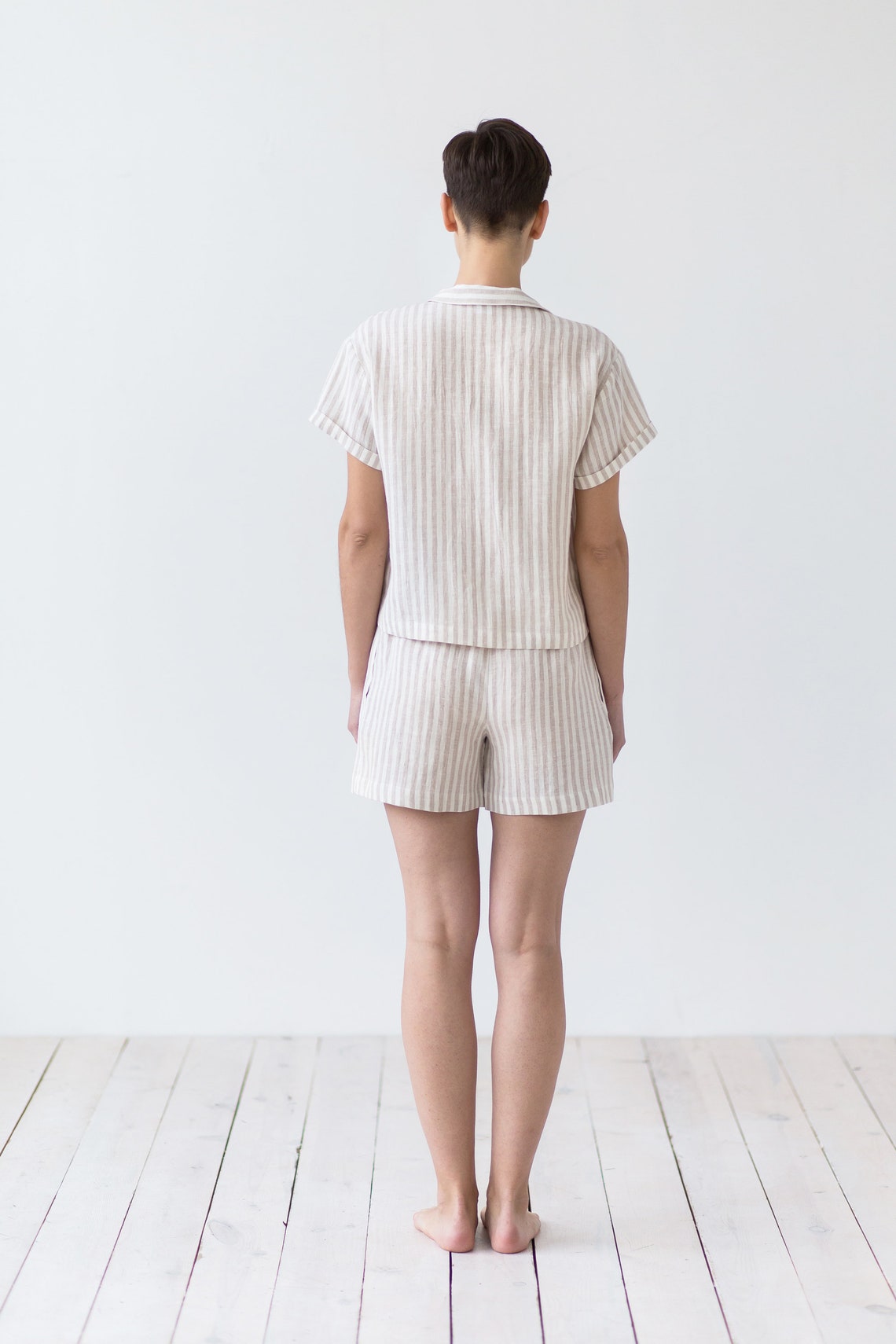 Linen pajamas women set Soft Linen top Natural linen shorts Etsy