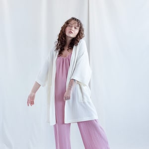 Strap double gauze cotton jumpsuit / Handmade by MITS image 3