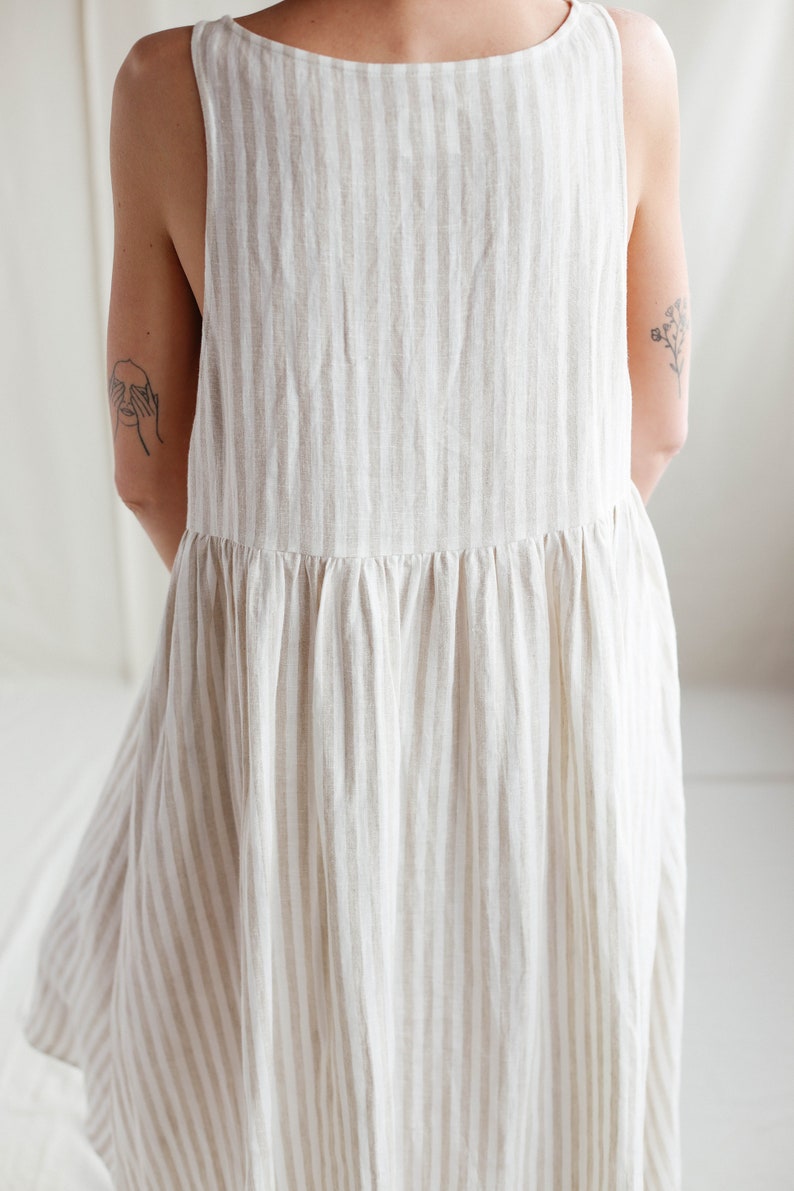 Striped linen smock dress / MITS image 9