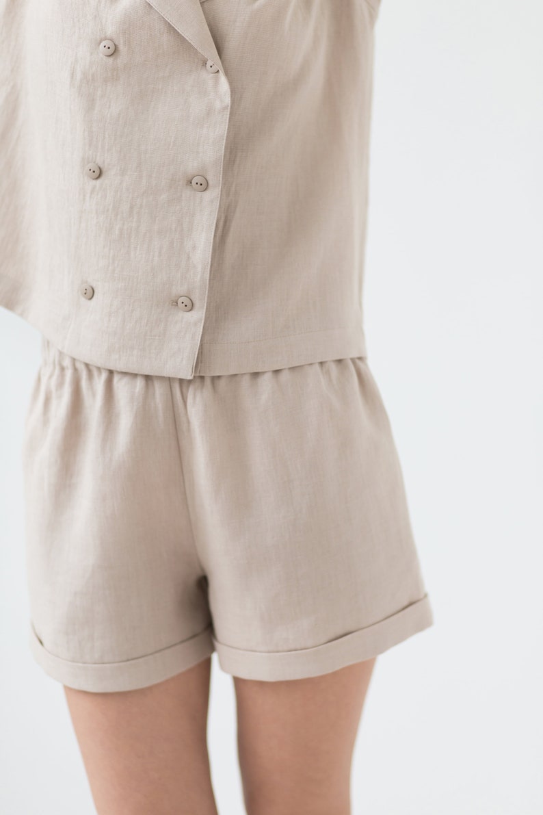 Linen high waist classic summer shorts / MITS image 4