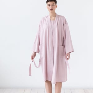 Soft linen robe / Long linen dressing gown / Linen bathrobe with pockets image 5