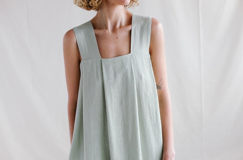 Origami linen dress / Linen loose fitting MAXI dress image 9