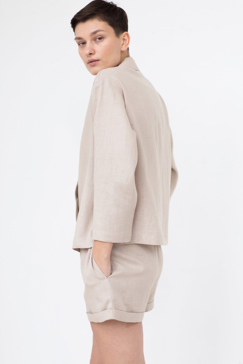 Loose double breasted linen jacket / MITS image 9