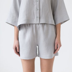 Linen relaxed fit shorts with elastic waist / MITS image 3