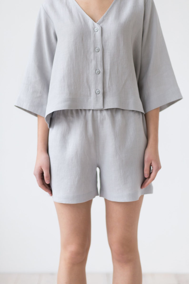 Linen relaxed fit shorts with elastic waist / MITS image 3