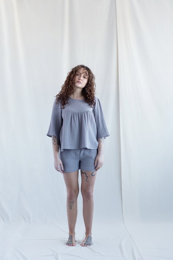 Double Gauze Cotton 2 Pieces Loungewear Set Handmade by MITS Etsy UK