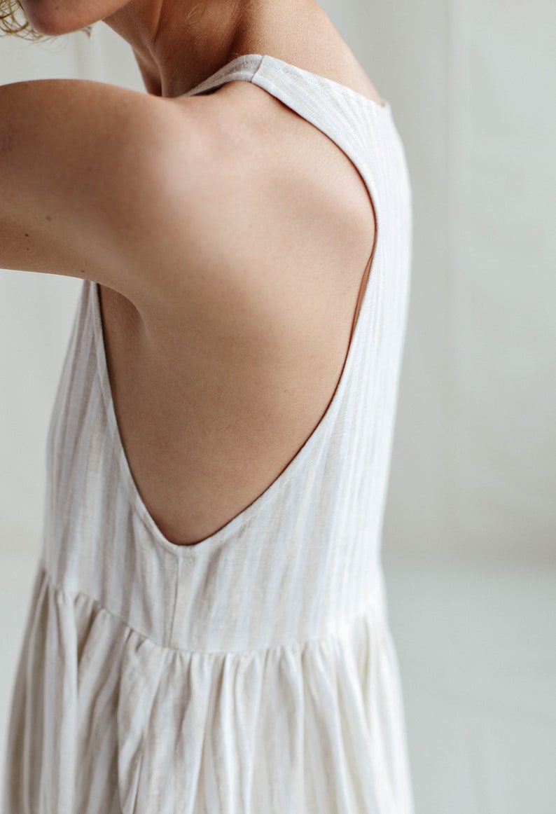 Striped linen smock dress / MITS image 8