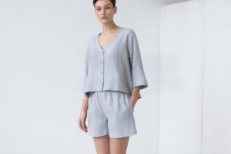 Linen relaxed fit shorts with elastic waist / MITS