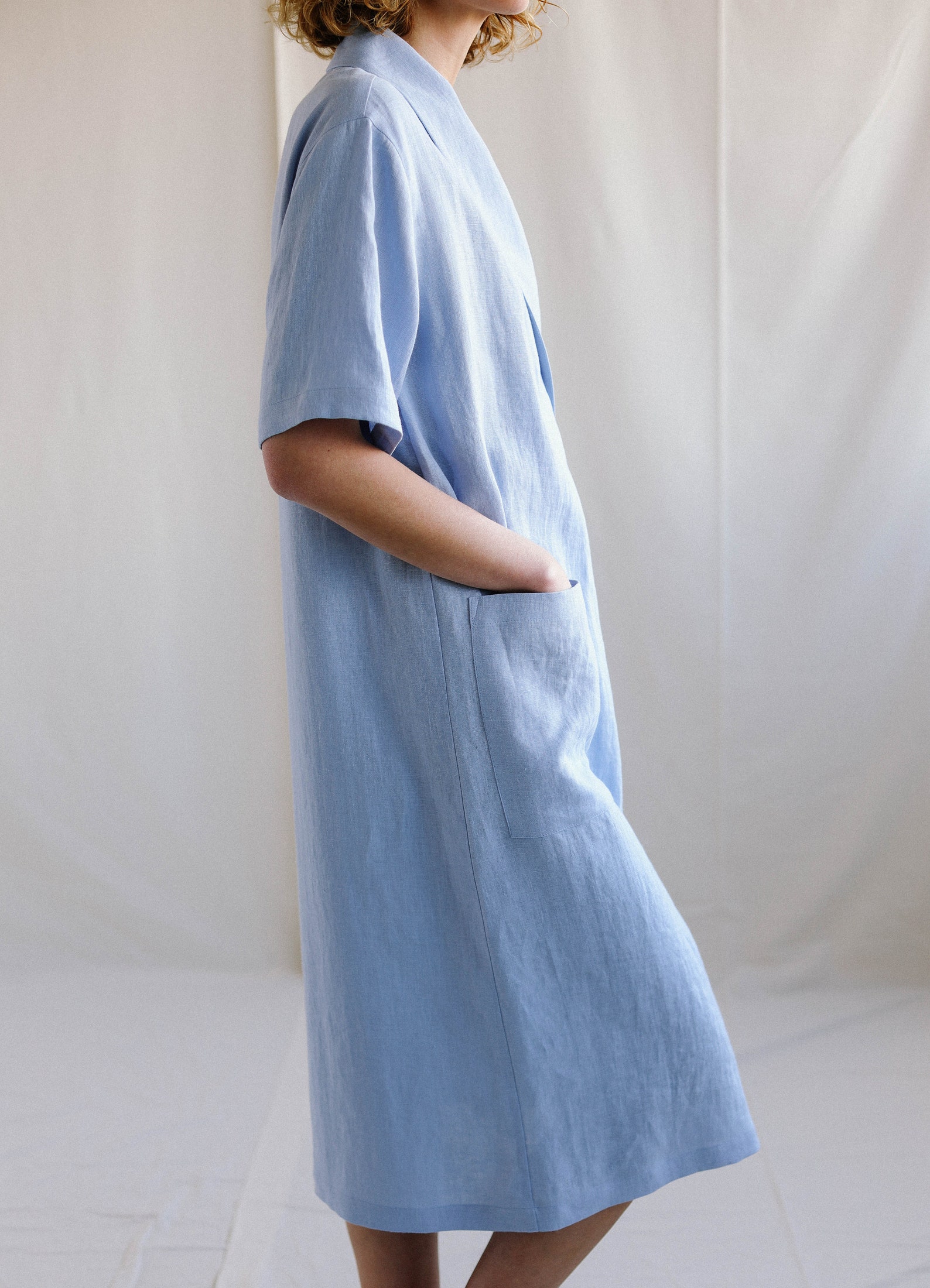 Sky Blue Linen Robe / Soft Linen Bathrobe With Pockets Etsy UK